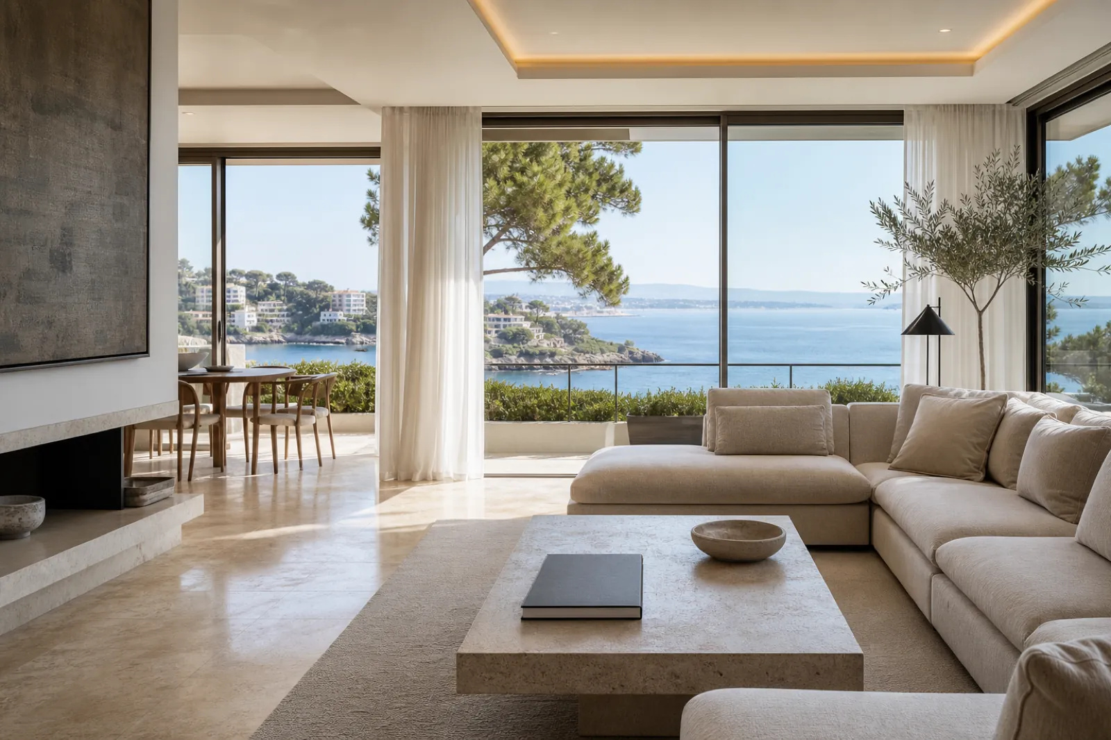 Premium-Apartment in Cas Català mit hellem Wohnzimmer, Meerblick und geschlossenem Dossier