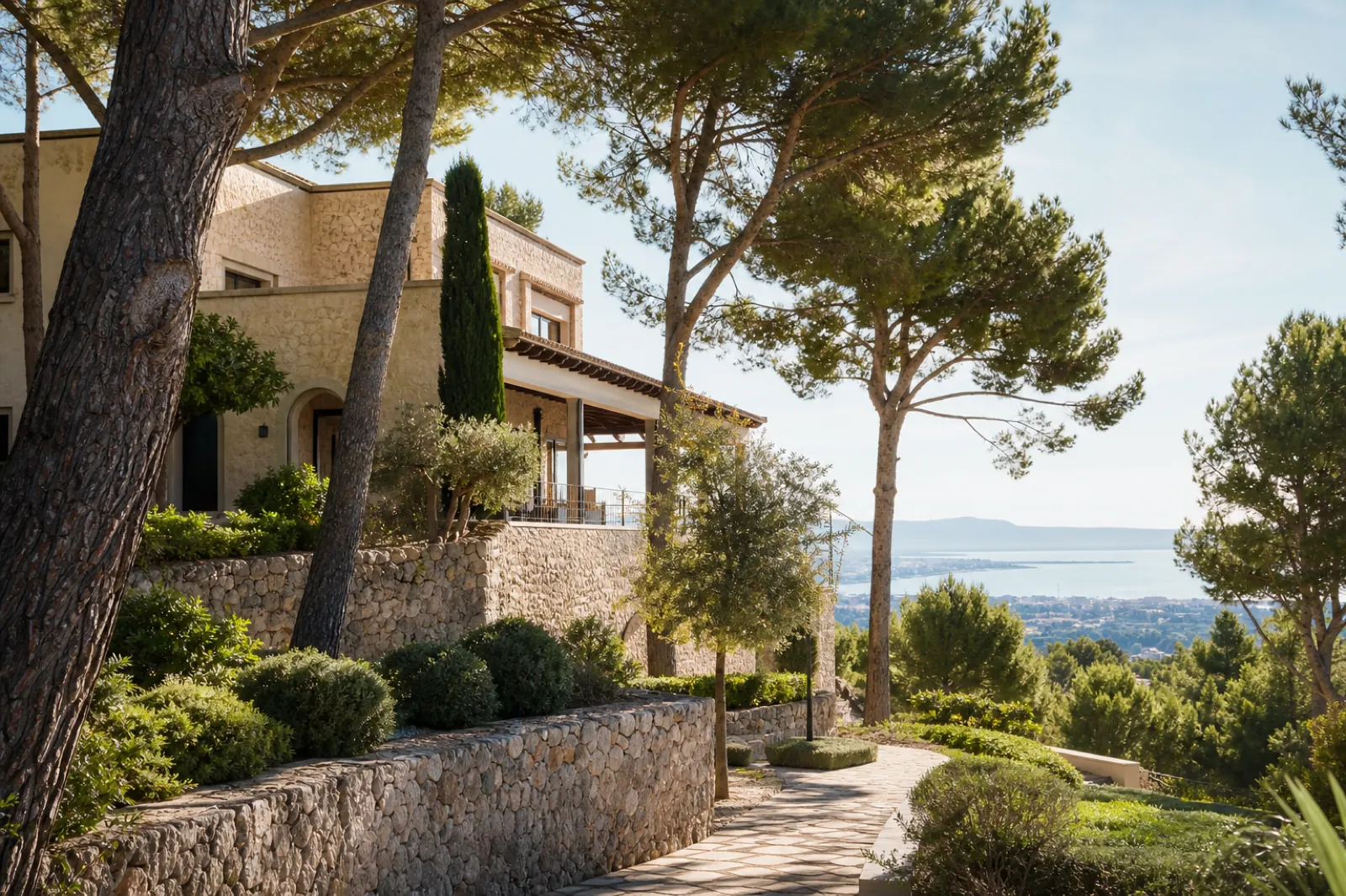Diskrete Villa in Son Vida mit gewachsenem Garten und Blick auf die Bucht von Palma